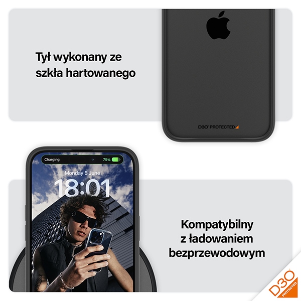 PanzerGlass dėklas ClearCase, skirtas iPhone 15 Pro Max, skaidrus / juodas