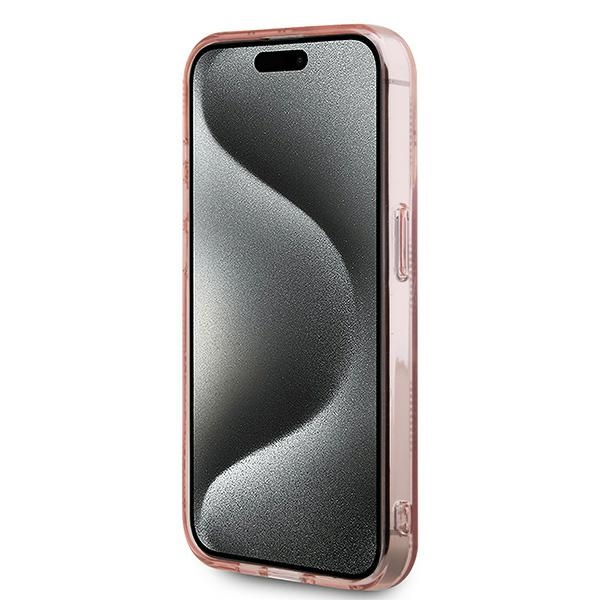 Karl Lagerfeld IML Choupette Head & Monogram dėklas, skirtas iPhone 15 Pro, rožinis
