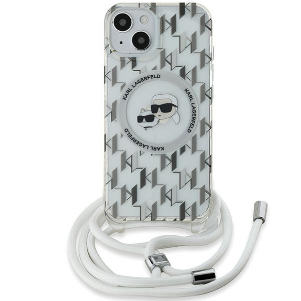 Karl Lagerfeld dėklas iPhone 15 / 14 / 13 Crossbody Monogram, skaidrus