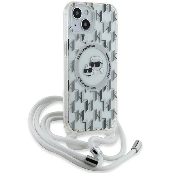 Karl Lagerfeld dėklas iPhone 15 / 14 / 13 Crossbody Monogram, skaidrus