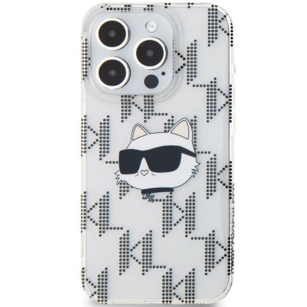 Karl Lagerfeld dėklas iPhone 15 Pro Max telefonui IML Choupette Head & Monogram