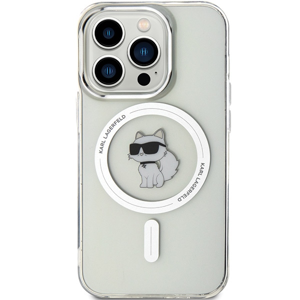 Karl Lagerfeld dėklas iPhone 14 Pro Max telefonui IML Choupette MagSafe, skaidrus