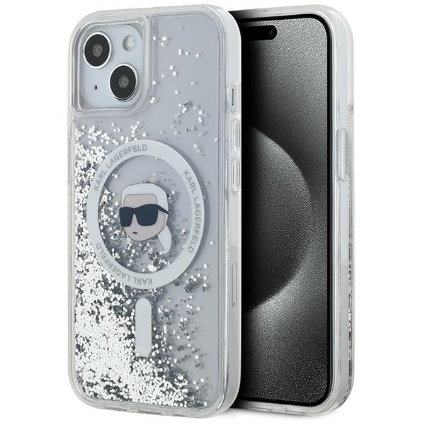 Karl Lagerfeld iPhone 15 / 14 / 13 Case Liquid Glitter Karl Head MagSafe, Transparent