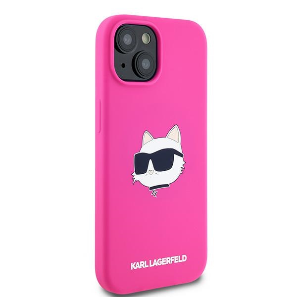 Karl Lagerfeld dėklas iPhone 15 Plus / 14 Plus Silicone Choupette MagSafe, rožinis