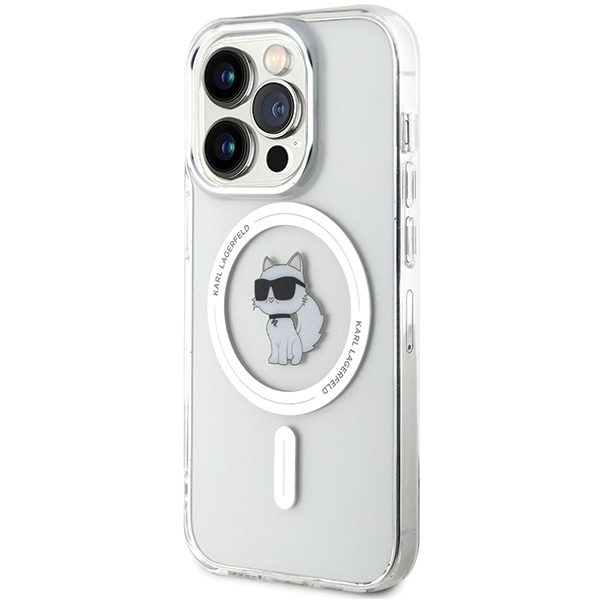 Karl Lagerfeld dėklas iPhone 13 Pro Max IML Choupette MagSafe, skaidrus