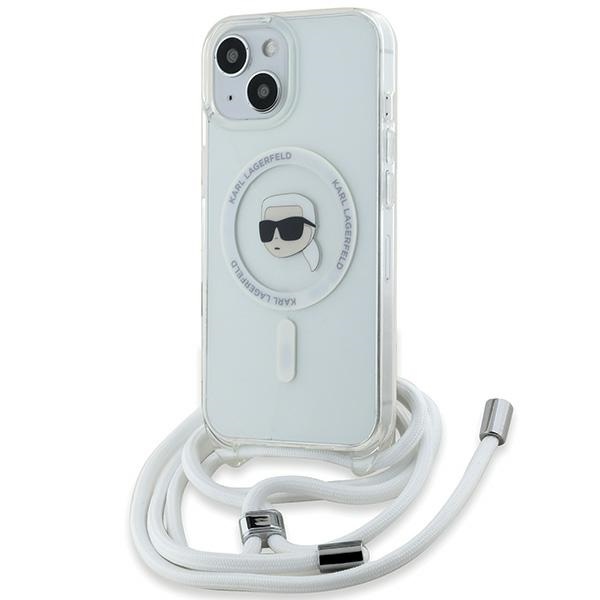 Karl Lagerfeld dėklas iPhone 15 / 14 / 13 Crossbody IML Karl Head MagSafe, skaidrus