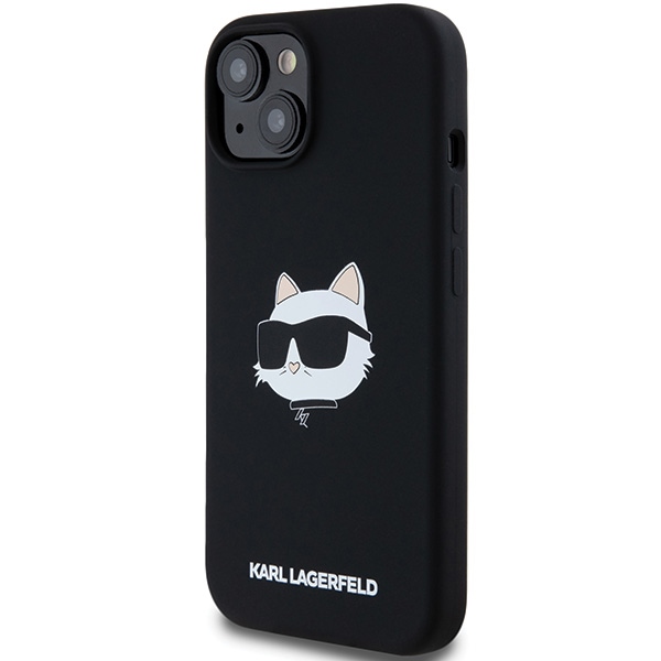 Karl Lagerfeld dėklas iPhone 15 Plus / 14 Plus Silicone Choupette MagSafe, juodas