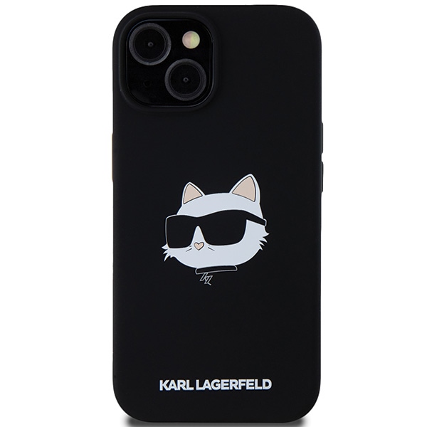Karl Lagerfeld dėklas iPhone 15 Plus / 14 Plus Silicone Choupette MagSafe, juodas