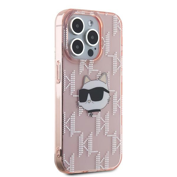 Karl Lagerfeld dėklas iPhone 15 Pro Max telefonui IML Choupette, rožinis