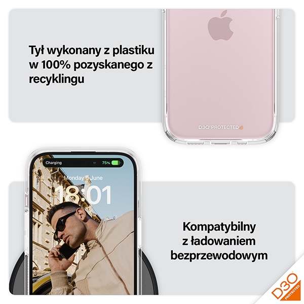 PanzerGlass HardCase with D3O and Military Grade Certification for iPhone 15/14/13 - Transparent