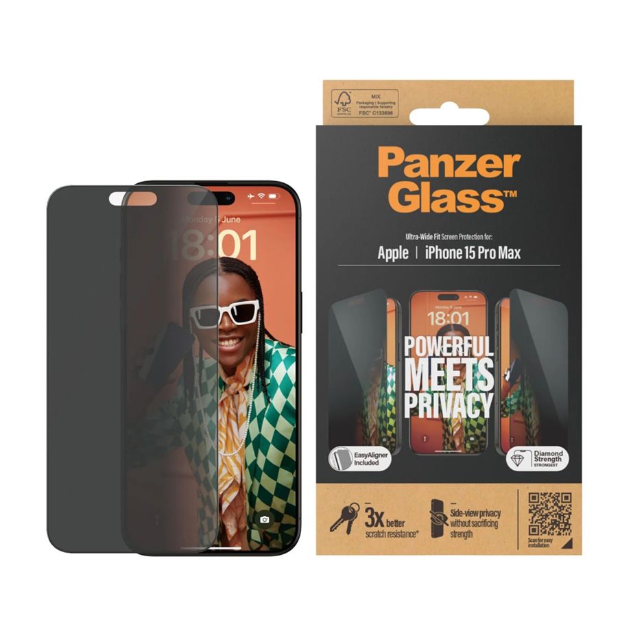 PanzerGlass Ultra-Wide Fit Privacy apsauginis stiklas iPhone 15 Pro Max