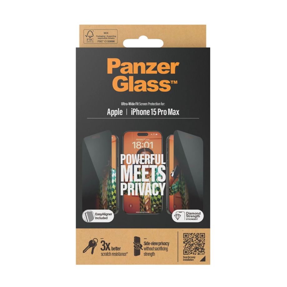 PanzerGlass Ultra-Wide Fit Privacy apsauginis stiklas iPhone 15 Pro Max