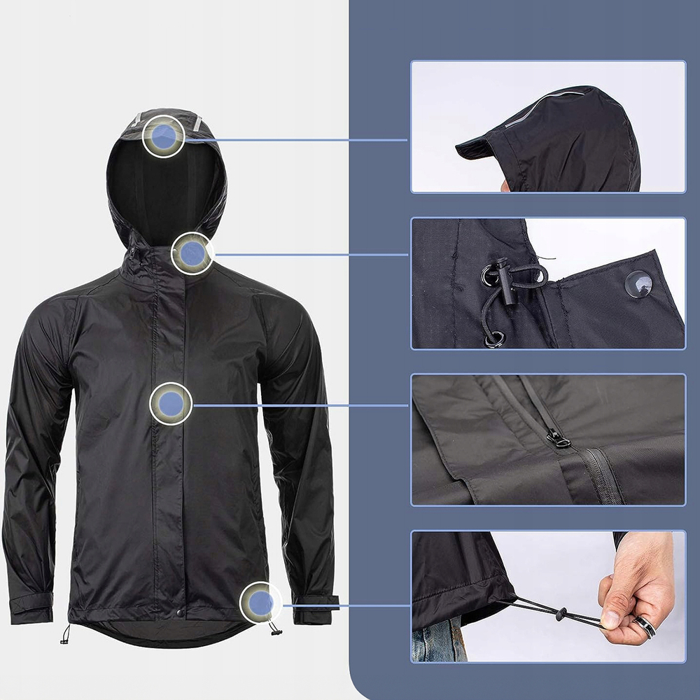 Rockbros YPY013BKM Breathable Windproof Rain Jacket M, Black