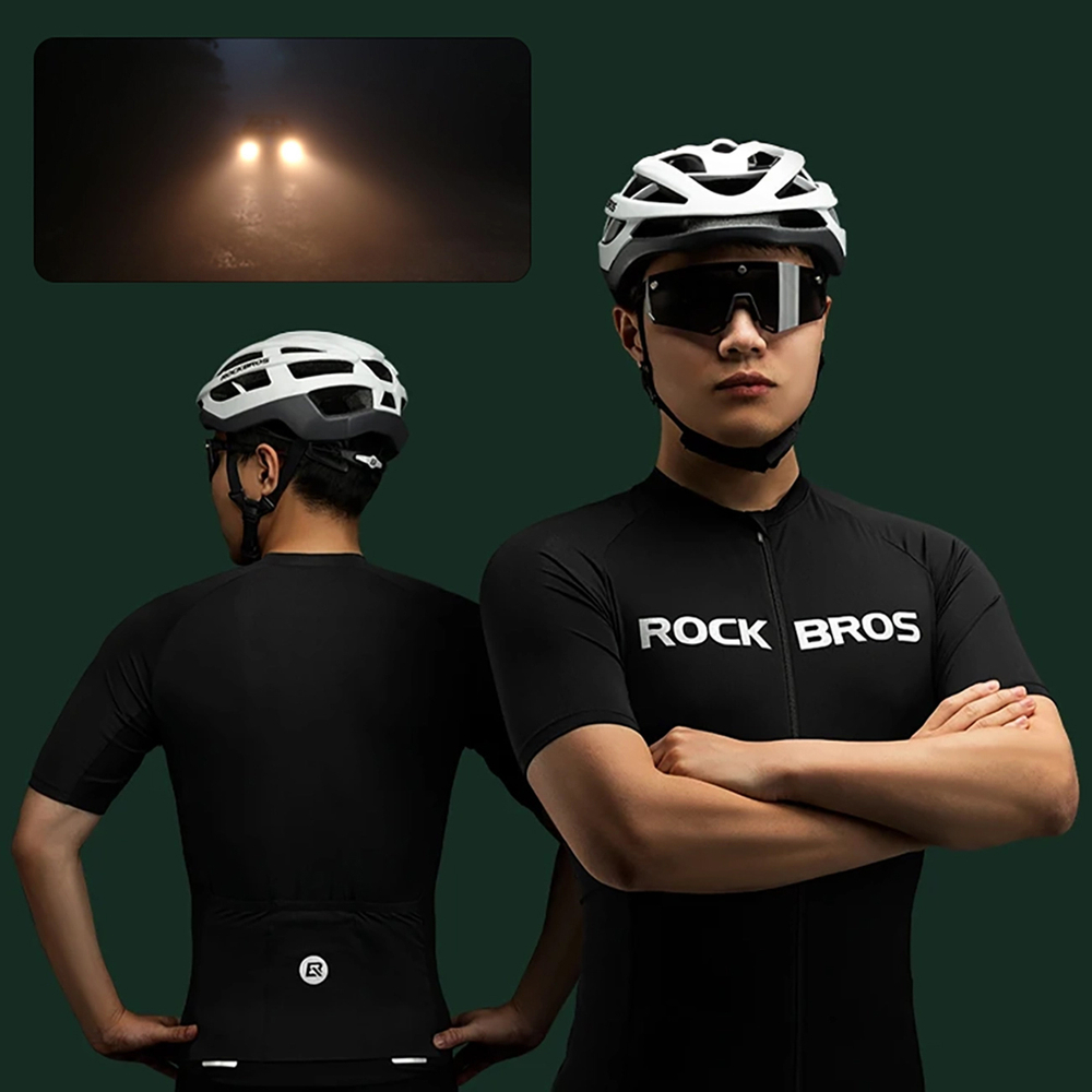 Rockbros 15120002002 trumpomis rankovėmis dviratininko marškinėliai, M, juodi