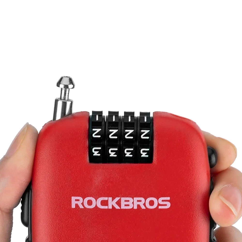 Rockbros 32420981001 Bicycle Lock with Retractable Cable - Red