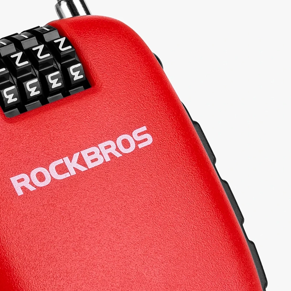 Rockbros 32420981001 Bicycle Lock with Retractable Cable - Red