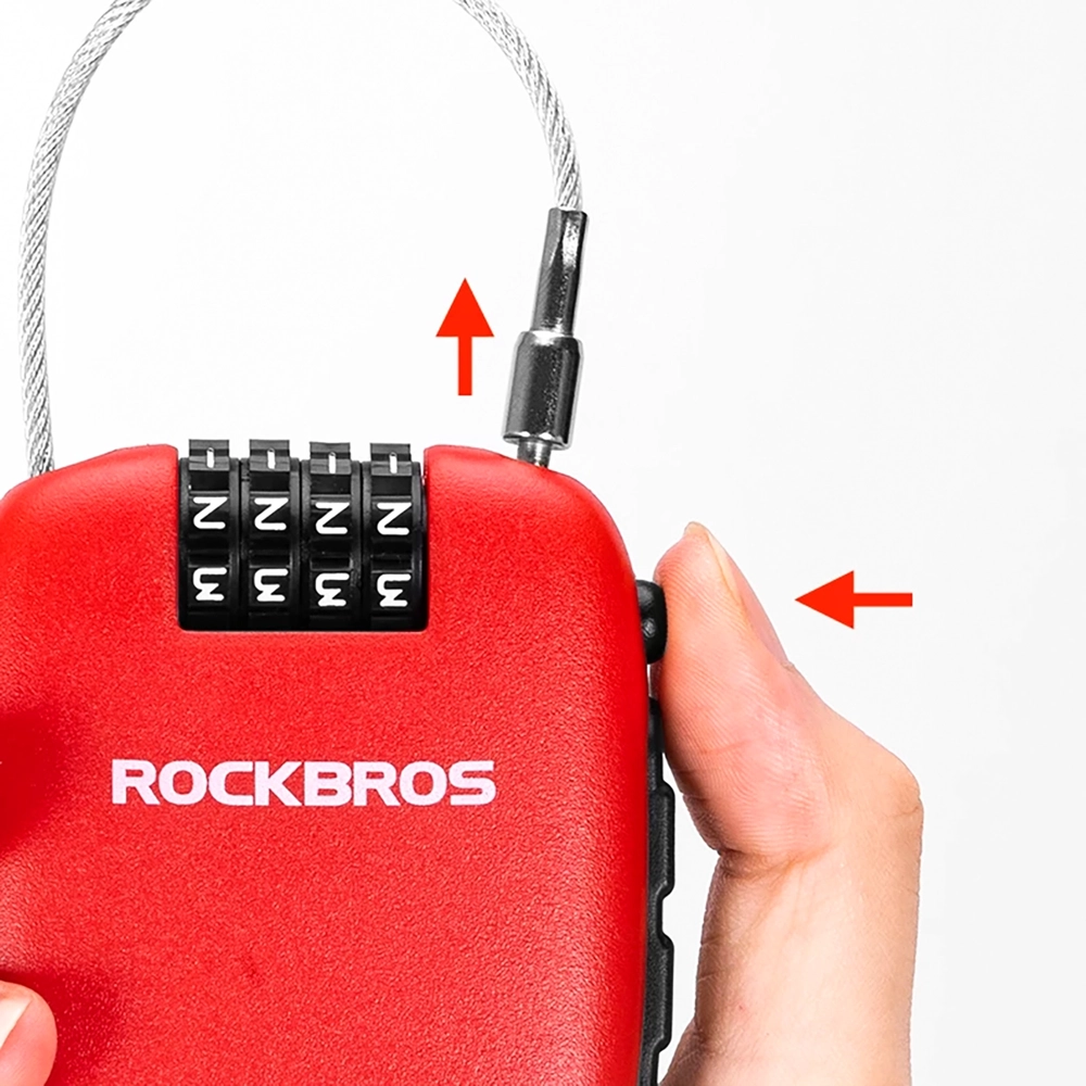 Rockbros 32420981001 Bicycle Lock with Retractable Cable - Red