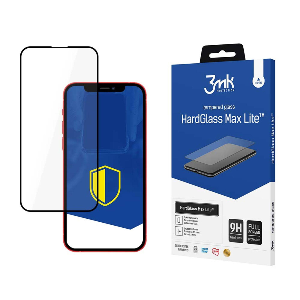 3mk HardGlass Max Lite Tempered Glass for iPhone 13, Black