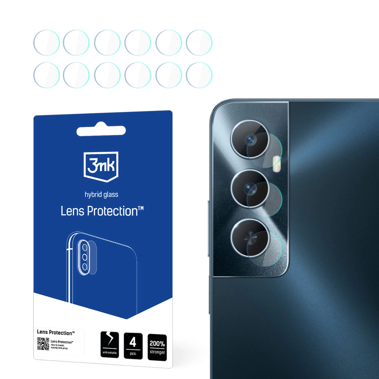 Realme C65 3MK Lens Protection Back Camera Tempered Glass Protector, 4 pcs.
