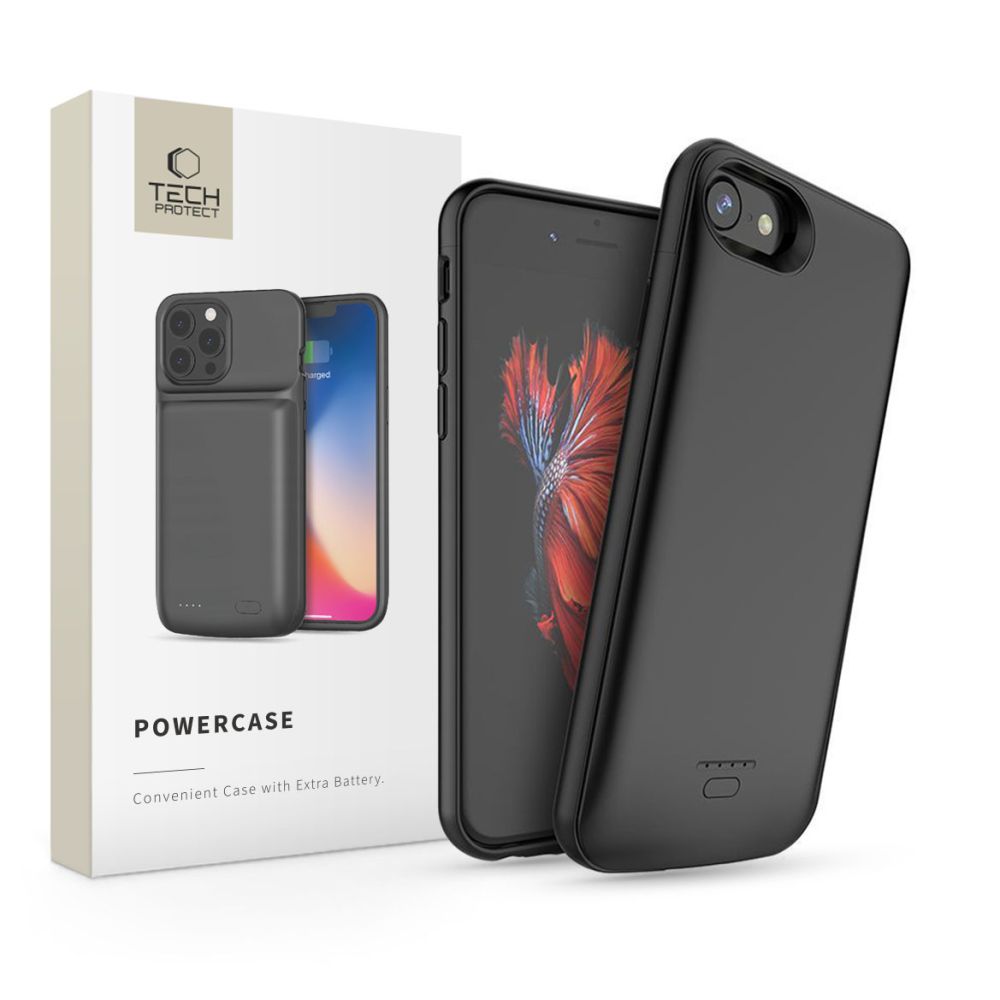 Dėklas su išorine baterija Tech-Protect, skirtas iPhone 6/7/8/SE, 3200mAh, juodas