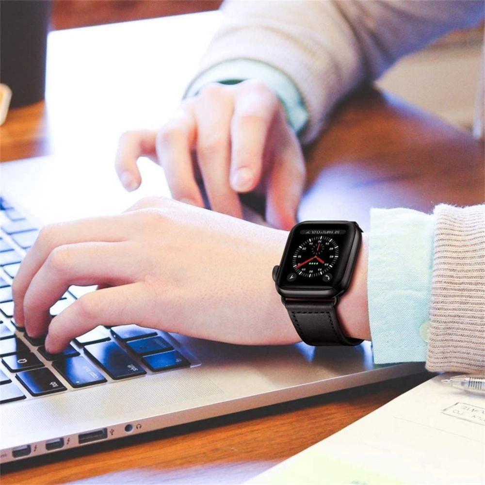 Tech-Protect LeatherFit Strap for Apple Watch 4 / 5 / 6 / 7 / 8 / 9 / SE / Ultra 1 / 2 (42/44/45/49 mm) - Black