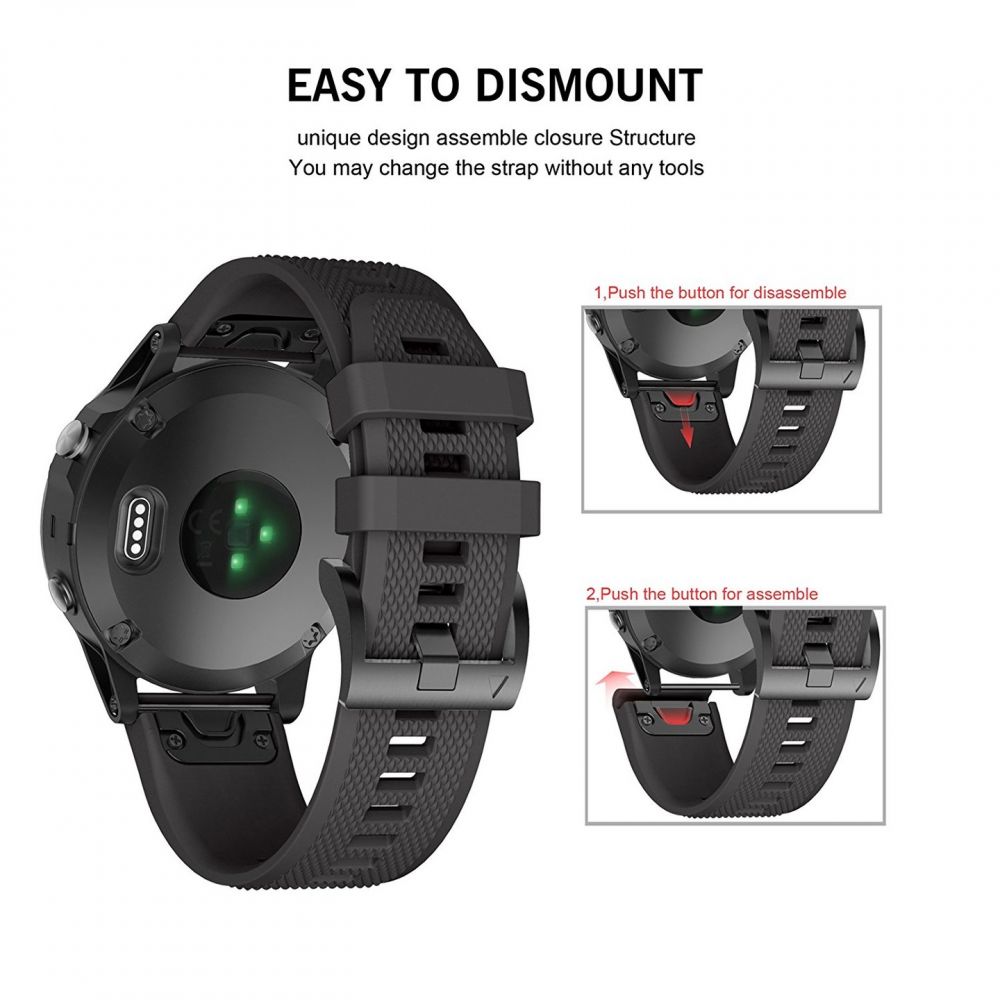 Tech-Protect Smooth dirželis Garmin Fenix 3 / 5X / 6X / 7X, juodas