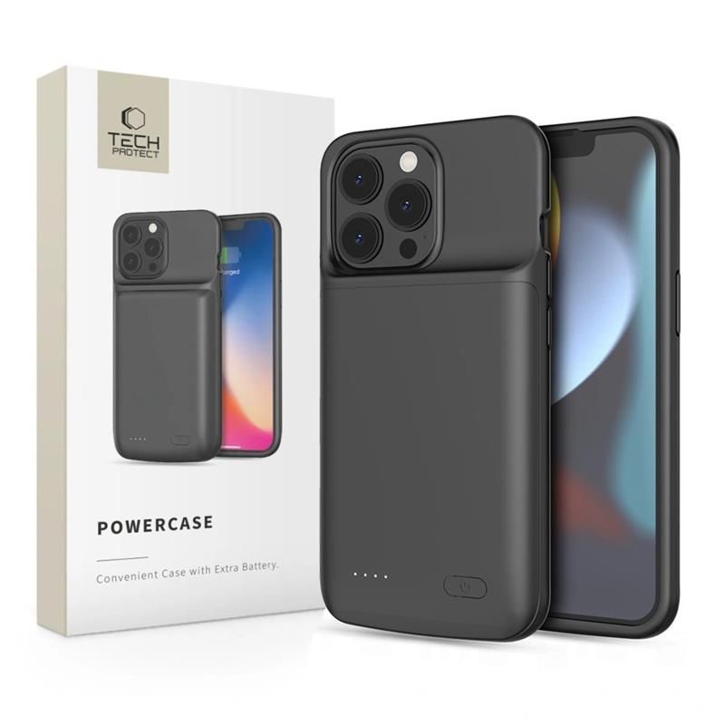 Tech-Protect PowerCase dėklas su baterija iPhone 13 / 13 Pro (4800mAh), juodas