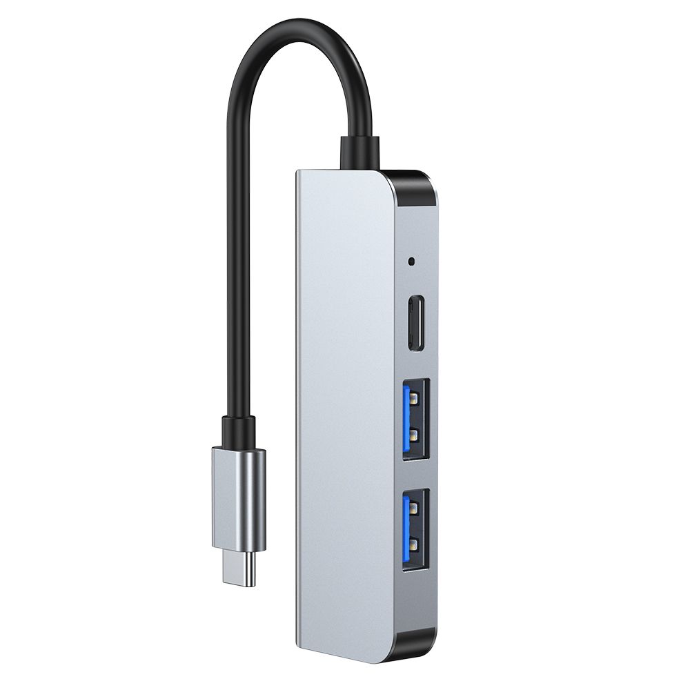 Tech-Protect V2 4in1 USB-C Hub šakotuvas (USB-A / USB-C / HDMI), pilkas