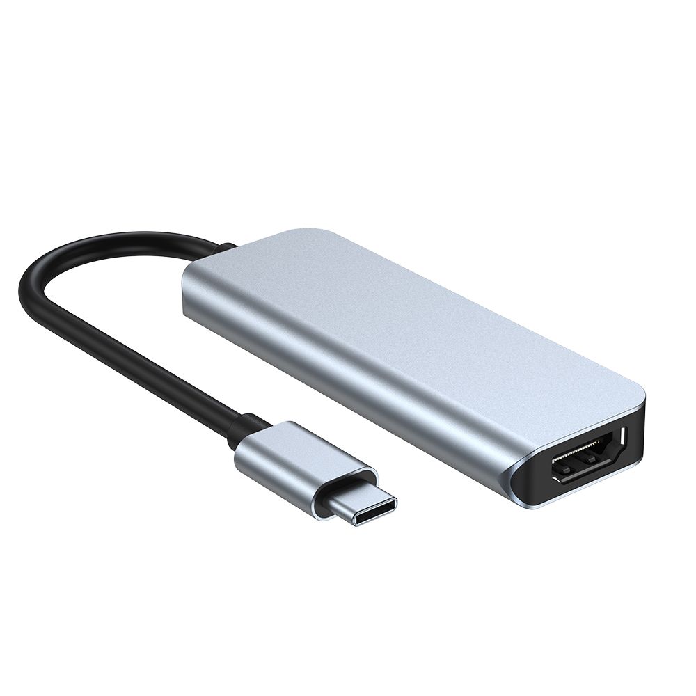Tech-Protect V2 4in1 USB-C Hub šakotuvas (USB-A / USB-C / HDMI), pilkas