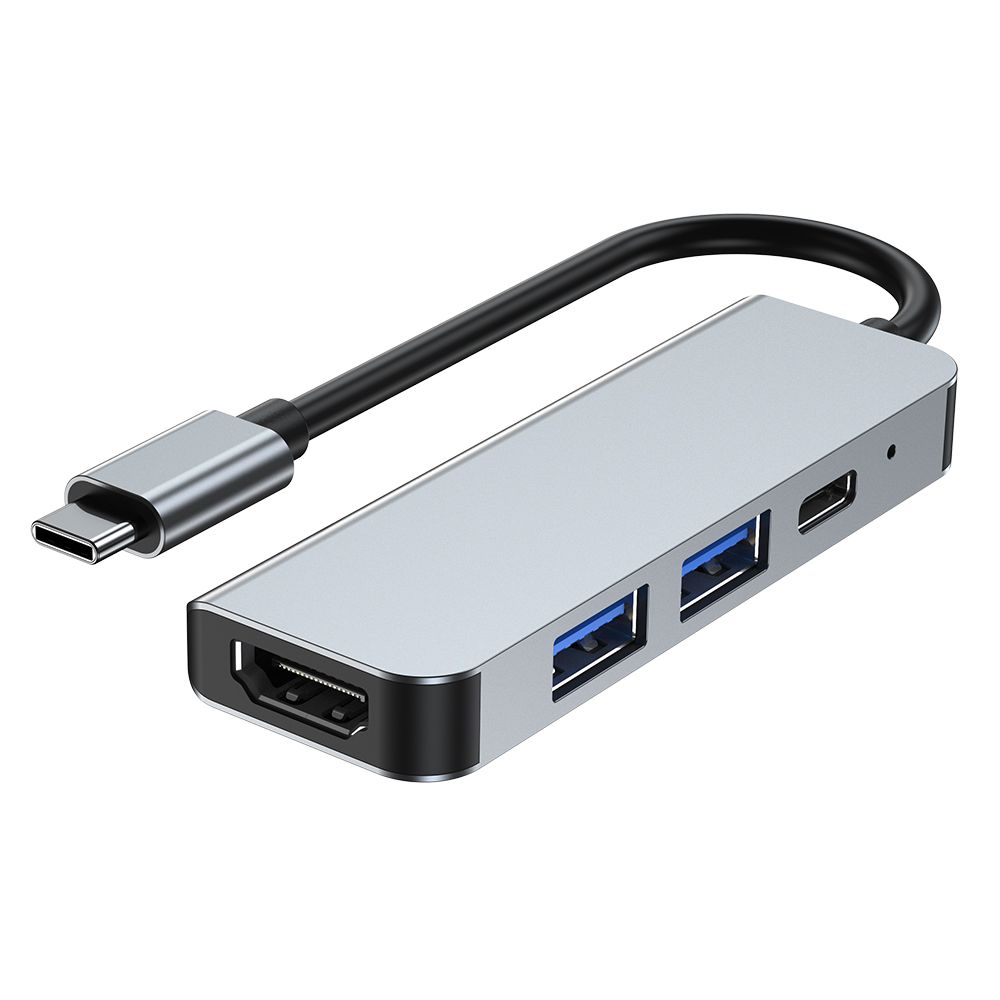 Tech-Protect V2 4in1 USB-C Hub šakotuvas (USB-A / USB-C / HDMI), pilkas