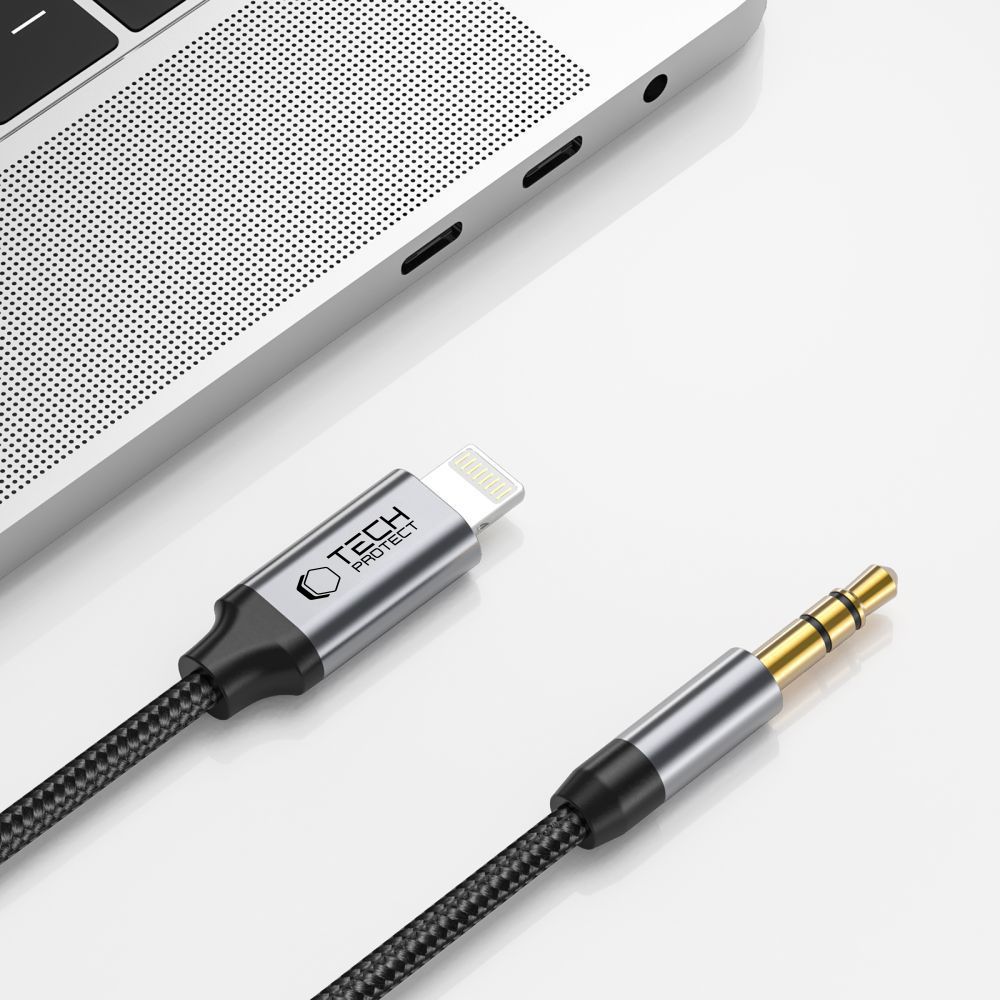 Tech-Protect UltraBoost Audio Lightning į 3.5mm Jack laidas, 1m, juodas