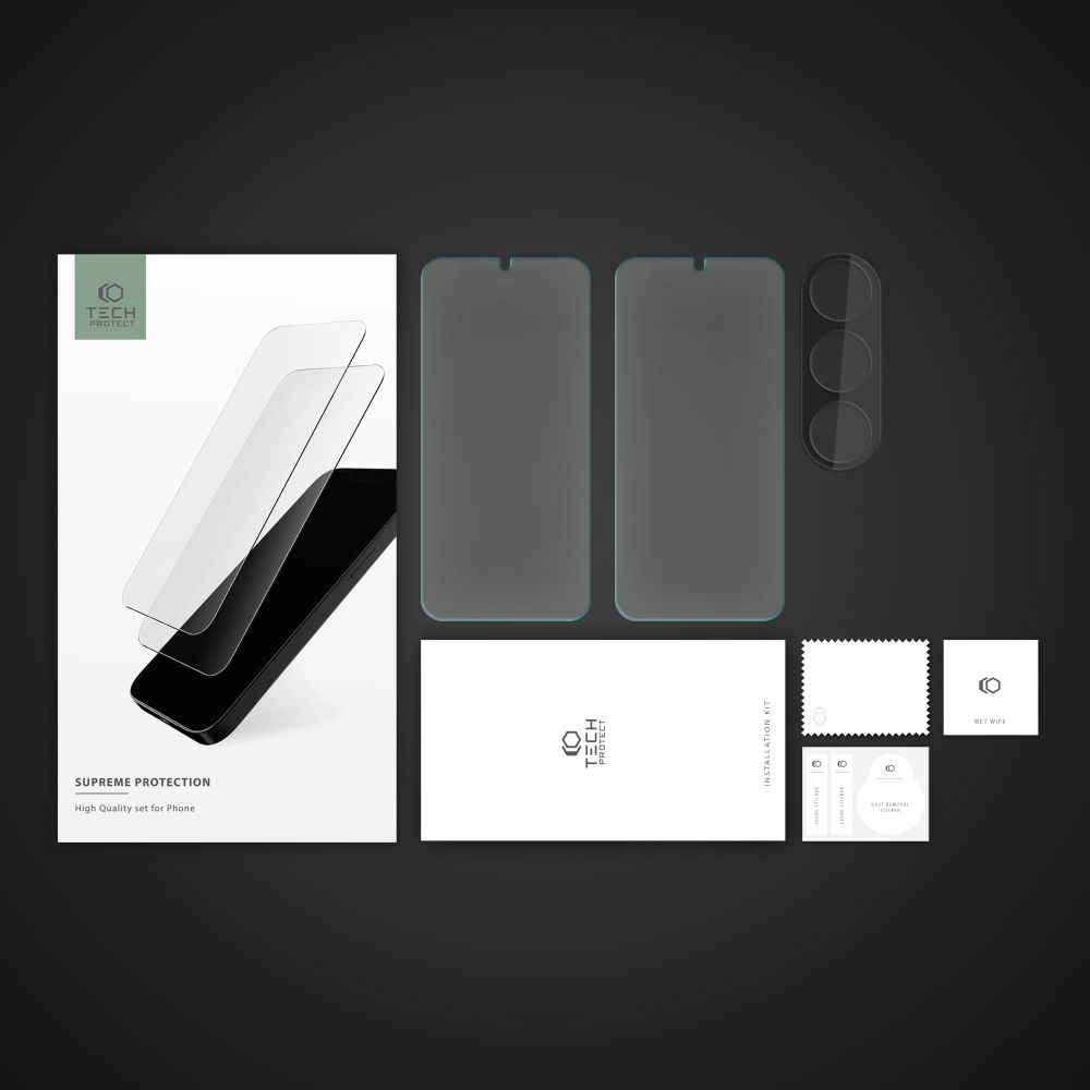 Samsung Galaxy A14 5G (SM-A146) / 4G (SM-A145F/DSN) Tech-Protect Supreme Tempered Glass 2x + Camera Glass