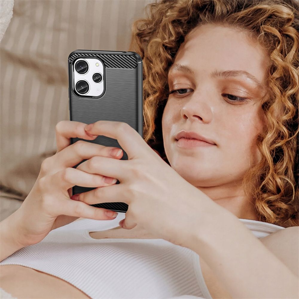 Xiaomi Redmi 12 Tech-Protect TPUCarbon Fiber TPU Protective Case Cover, Black
