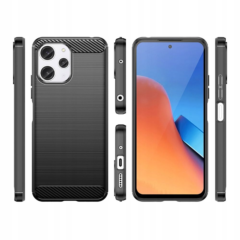 Xiaomi Redmi 12 Tech-Protect TPUCarbon Fiber TPU Protective Case Cover, Black