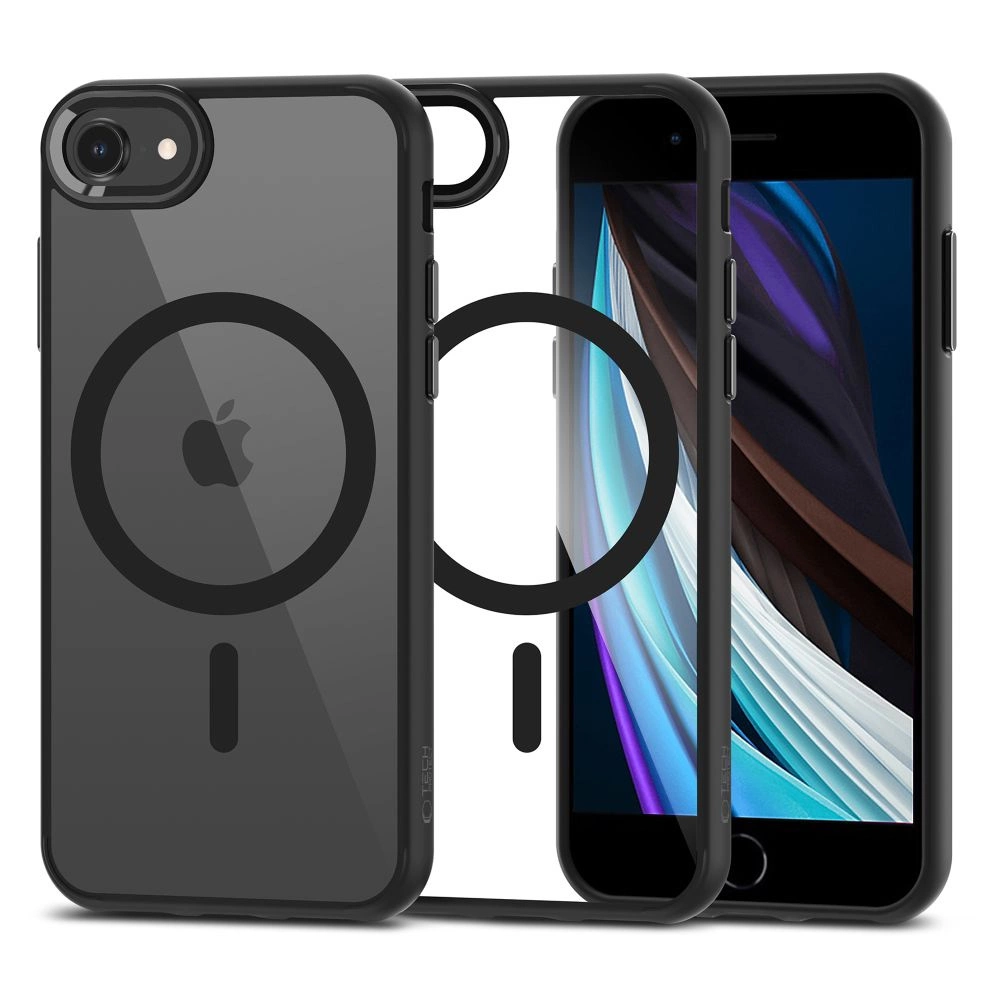 Apple iPhone 8 / 7 / SE (2020) (2022) 4.7" Tech-Protect MagMat MagSafe Case Cover, Transparent and Black