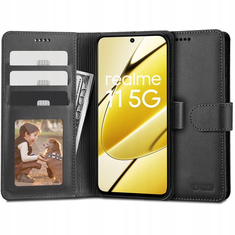 Realme 11 5G Tech-Protect Wallet Book Case Cover, Black
