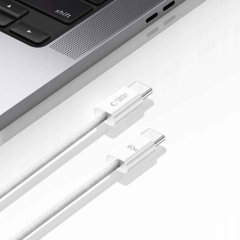 Tech-Protect UltraBoost Classic USB-C / USB-C laidas 60W, 1m, baltas