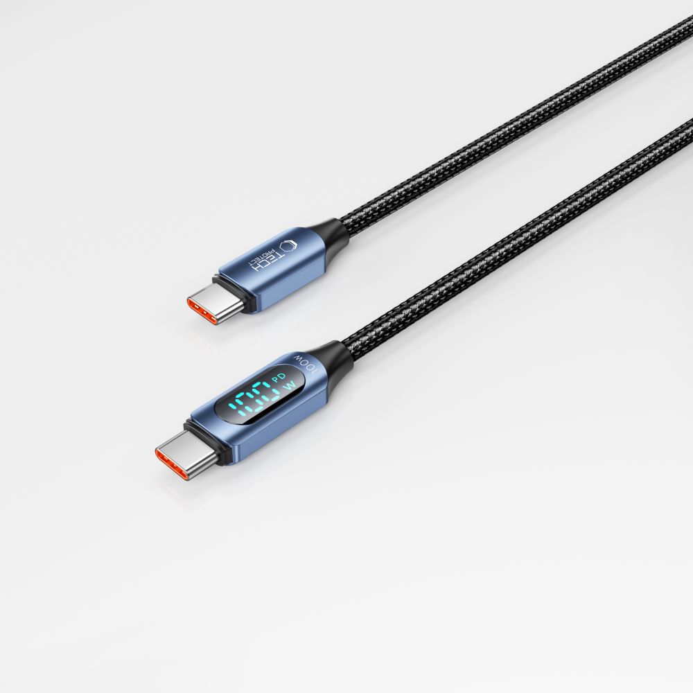 Tech-Protect UltraBoost cable with LED display USB-C / USB-C PD 100W 5A 1m - blue