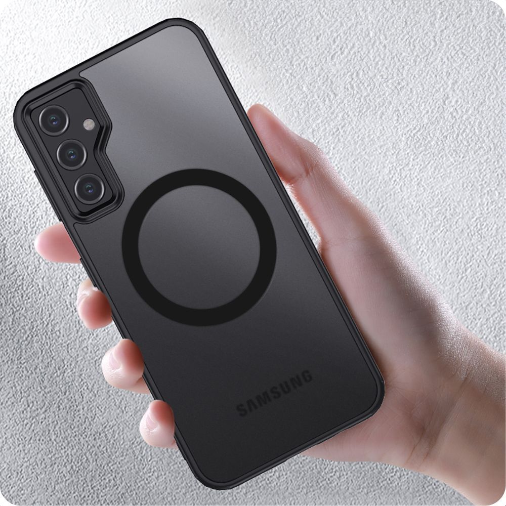 Tech-Protect MagMat MagSafe dėklas Samsung Galaxy A55 5G telefonui, matinė juoda