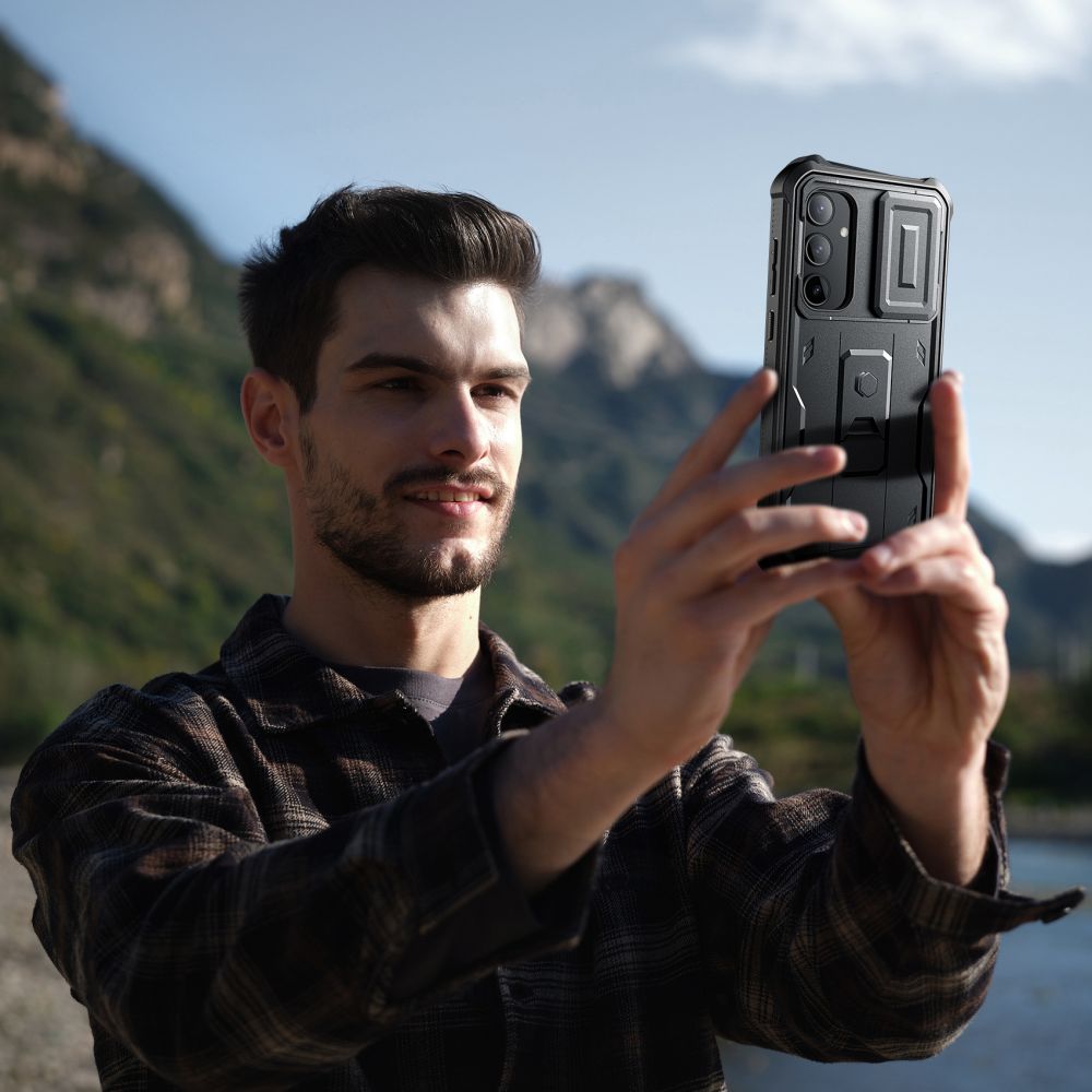 Apsauginis dėklas Tech-Protect Kevlar Cam+, skirtas Samsung Galaxy A55 5G, juodas
