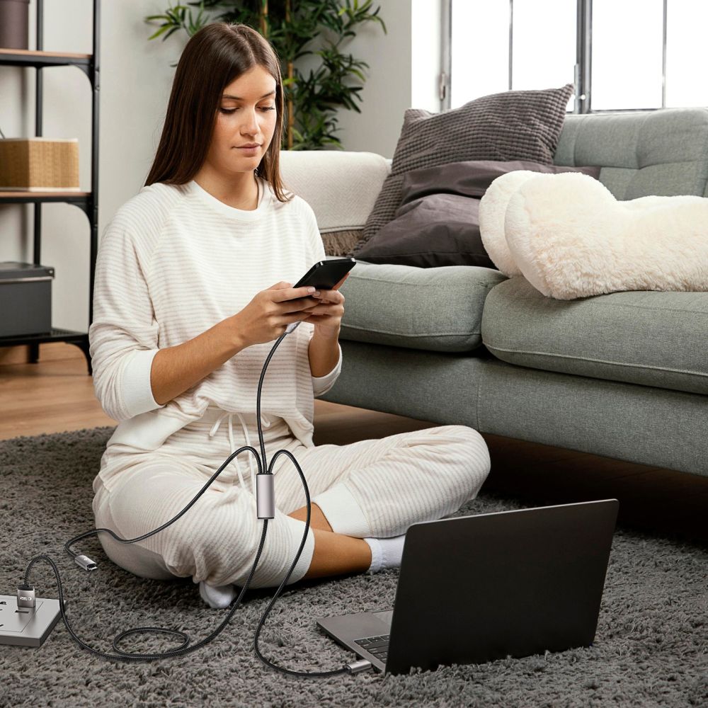 Tech-Protect UltraBoost 3in1 USB-A to Lightning / USB-C / Micro-USB Cable 1m, Gray