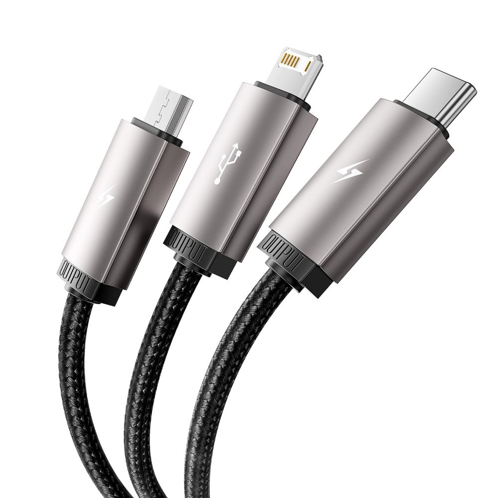 Tech-Protect UltraBoost 3in1 USB-A to Lightning / USB-C / Micro-USB Cable 1m, Gray