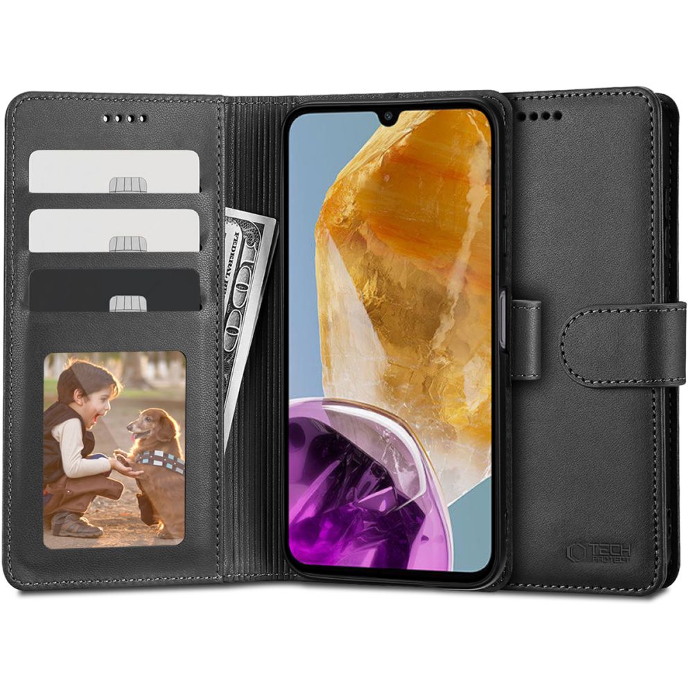 Tech-Protect Wallet Case for Samsung Galaxy M15 5G, Black