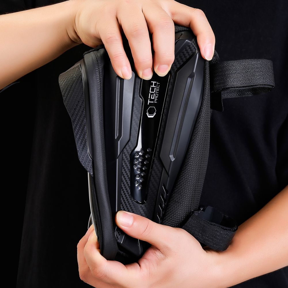 Tech-Protect V2 dviračio rėmo krepšys su vieta telefonui, 1.2l, juodas