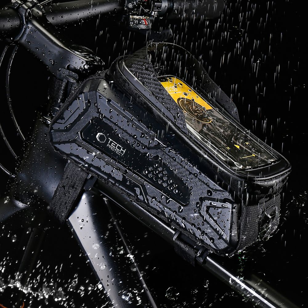 Tech-Protect V2 dviračio rėmo krepšys su vieta telefonui, 1.2l, juodas