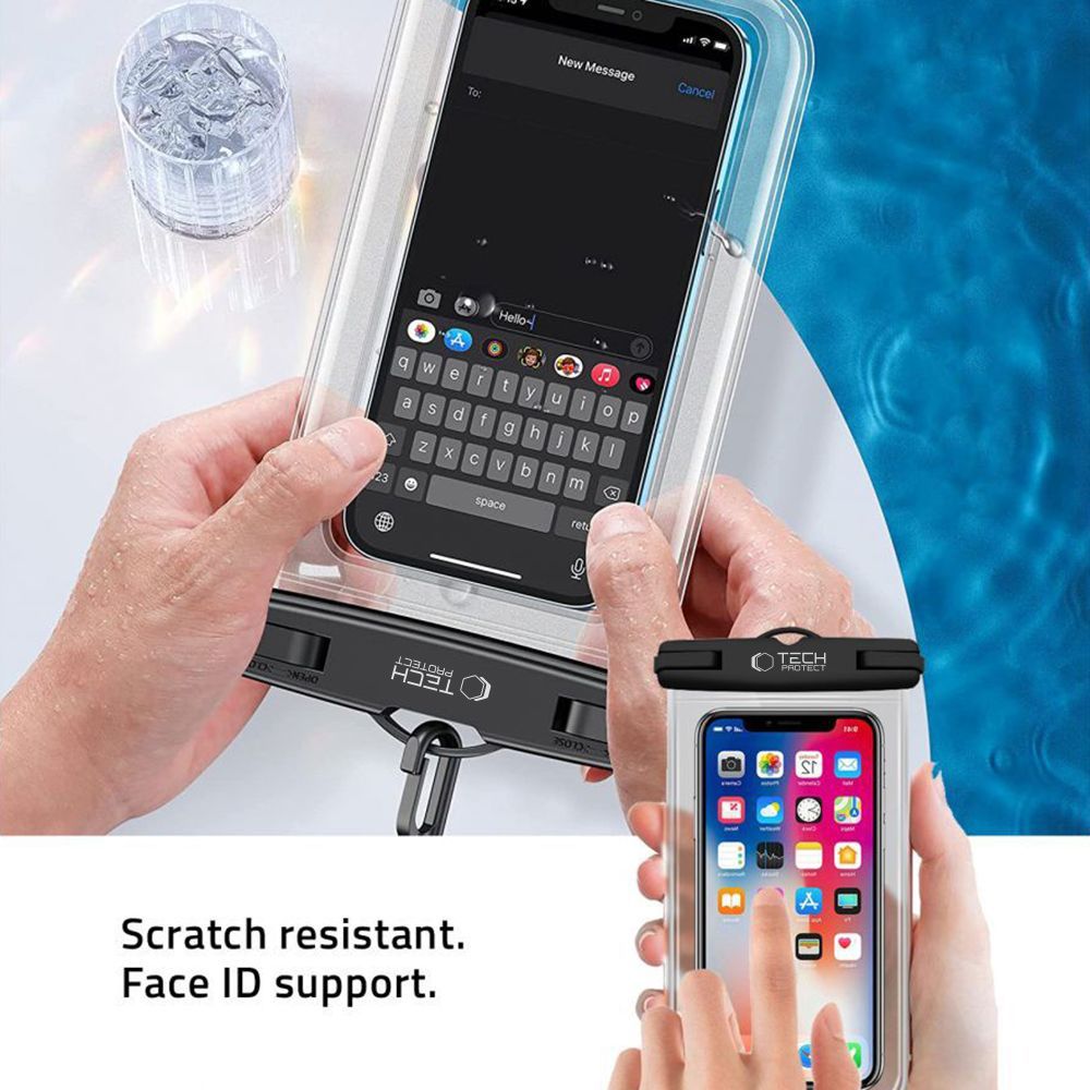 Tech-Protect UWC7 Universal Waterproof Case up to 6.9\", Black/Orange