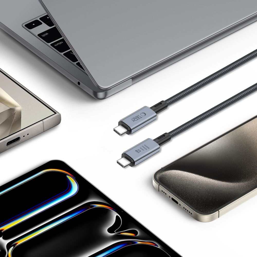 Tech-Protect UltraBoost Max USB-C 4.0 laidas 240W 2m, pilkas