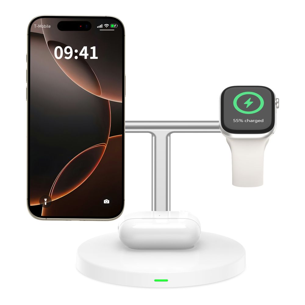 Tech-Protect QI15W-A35 3-in-1 MagSafe Wireless Charger White