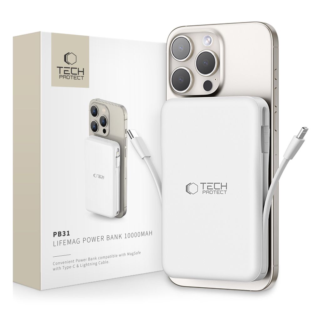 Tech-Protect LifeMag PB31 Power Bank 10000mAh with MagSafe, White