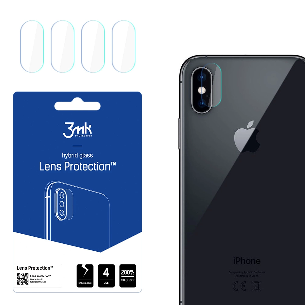 Apple iPhone Xs 5.8'' 3MK Lens Protection Back Camera Tempered Glass Protector, 4 pcs.
